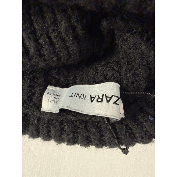 Zara Knit Black Turtleneck Sweater Ribbed Oversized Cozy Warm Womens Large - Picture 3 of 4